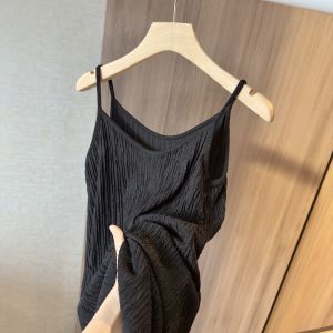 Casual Comfortable High Elasticity Long Black Dress Summer Vertical Texture Lazy Style Strapless Dress