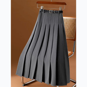 Gray High-waisted Slim A-line Skirt