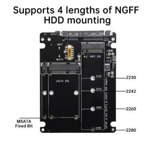 Aideepen | M. 2 Solid State SSD to SATA 3.0 External Hard Disk Box NGFF MSA to Serial Port Adapter Dual Use 2-in-1 Adapter Board