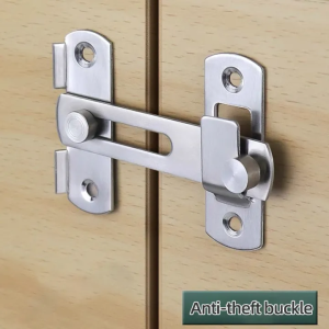 Door Hasp Latch Lock Stainless Steel Safety Packlock No Punching Clasp Sliding Door Latch for Barn Door Pet Door Bathroom Outdoor Garage Window Sliding Door