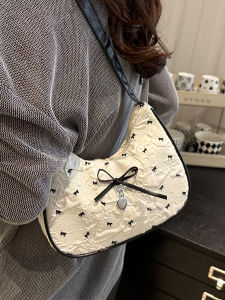 Fashionable Butterfly Knot Underarm Bag Womens Commuter Shoulder Bag 2025 Summer New Korean Style Versatile Nylon Handbag