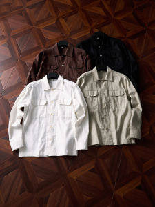 OUMULONG | Workwear Style Breathable Collar Shirt Cleanfit College Style