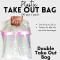Plastic Take Out Bag for Milktea Shake Lemonade 100pcs Single Double. 