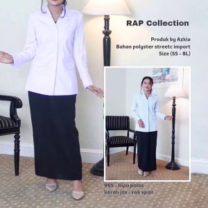 RAP - 9065 & 9068 Set Blazer Hitam Putih (Hipu) Polos kerah Jas (Rok atau Celana)-Seragam Pemda-Seragam Kerja Hitam Putih