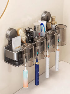 SHENYUAN | Wall-mounted Bathroom Organizer No-drill Toothbrush Hair Dryer Toothpaste Cup Holder