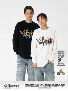 LoveMeLater Long Sleeve T-Shirt American Style Loose Fit Floral Body Print Casual Top for All Seasons Breathable Pure Cotton