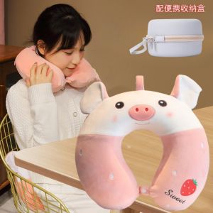 Memory Foam U-Shaped Neck Support Pillow Portable Travel Plane Neck Cushion Headrest Travel Pillow Neck Protector Polyester Fiber Adult Pure Color