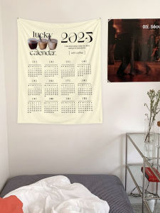 Calendar 2024 Hanging Cloth Ins Background Fabric Bedroom Wall Decorative Cloth Internet-Famous Room Bed Head Wall Covering Calendar Tapestry