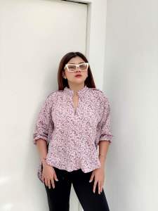 HOKI- KEMEJA FLORA WANITA KATUN JEPANG LENGAN 3/4 Onesize fit LD 120CM