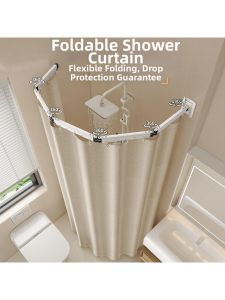 MOLORE | Foldable Curved Shower Curtain Waterproof