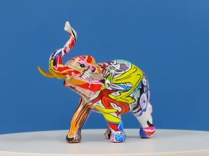 【The-Best】 European Home Water Transfer Graffiti Elephant Ornament