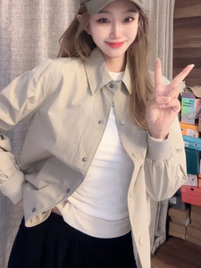 Unique Short Korean Style Jacket Thin Outerwear Womens Fashionable Versatile Autumn New Arrival Casual Loose Long Sleeve