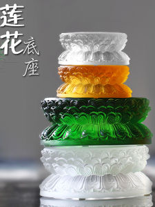 จุดประดับบ้านแบบจีนโบราณ ชั้นวางของแบบสองชั้นพื้นฐานเป็นรูปดอกบัว เครื่องบูชาสำหรับห้องพักผู้สูงอายุ วัสดุแก้วลิขิต