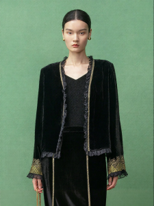 Silk Velvet Embroidered Blouse Women