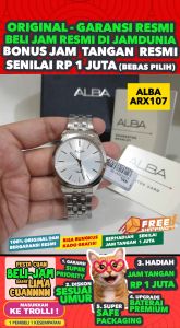 ALBA ORIGINAL - ALBA ARX107 X1 ALBA ARX107X1 Men CT - Silver - Stainless Steel - Diameter 4CM- Water Resist 50 Meter - Jamdunia / Jam dunia JD18 # Jam Tangan Pria Jam Pria Jam Tangan Anti Air + ALBA ARX1 07 AR X1 07 X1 ARX S003