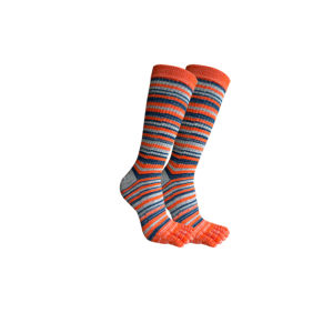 Mans Toe Socks Long Combed Cotton Compression Colorful Striped Soft Elastic Warm Sweat-Absorbing Fitness Sport Five Finger Socks