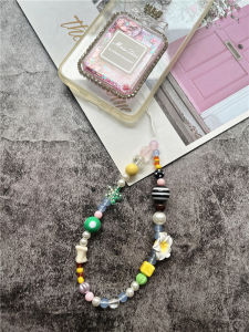 Phone Jewelry Bead Keyring Pendant for Mobile Accessories DIY Landyard Flower Bracelet Telephone Wrist Strap Cellular Charm