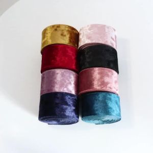 5yards Luxury Rhinestone Velvet Ribbons Single Face Flocking Satin Ribbons Fit Festival Birthday Wedding Gift Present Wrapping