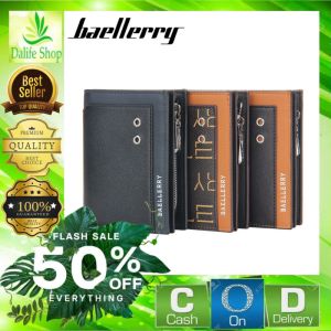 High-Quality Baellerry Men's Short Card Wallet with Hasp Buckle Zipper