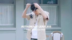 DN- พัดลมคล้องคอ รูปทรงนักบินอวกาศขนาดพกพา USB ชาร์จใหม่ได้ 2 สี ขาว ดำ พัดลมพกพา USB พัดลมมือถือ พัดลมมินิ