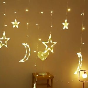 DÂY ĐÈN SAO MÀN 3 TRĂNG 3 SAO LỚN VÀ SÁU SAO NHỎ ( CÓ CHỈNH CHẾ ĐỘ CHỚP NHÁY ĐUI CẮM NỐI TIẾP )