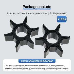 2 x Water Pump Impeller 688-44352 for Yamaha 2 Stroke Outboard 60 70 75 80 85 90 HP Boat Motor Engine Parts 688-44352-03 18-3070