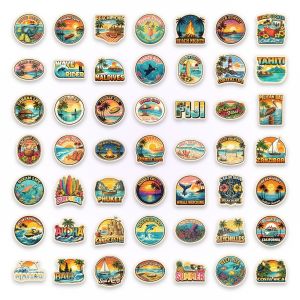 50Pcs Vintage Beach Vacation Scenery Theme Stickers Waterproof for Suitcase Notebook Scrapbook Phone Laptop Skate Helmet Decals