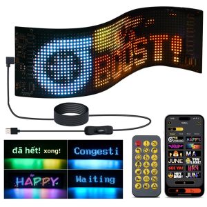 Màn Hình LED Ma Trận USB 5V Linh Hoạt Hiển Thị Mẫu RGB Cuộn Điều Khiển Bằng Ứng Dụng Dùng Cho Quảng Cáo Động Trên Xe Hơi