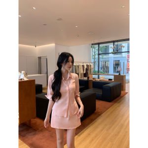 French Style Pink Waist-Cinching Summer New Blouse