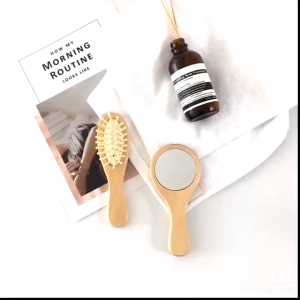 【COD】Mini Wooden Glass Mirror Vintage Make Up Mirrors with Comb Round Flower Shape Custom Gift