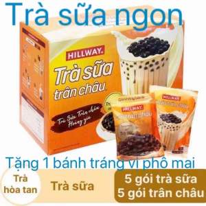 2 hộp Trà Sữa trân châu Hillway mỗi hộp 260g+Tặng 1 bịch bánh tráng vị phô mai