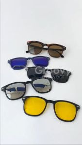 Groovy Eyewear - Kacamata Dylan Clip On Club Master Lensa Minus Blueray Polarized Hitam Sunglass