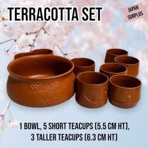 Brand New Bowl and Cups Terracotta Set - Japan Surplus