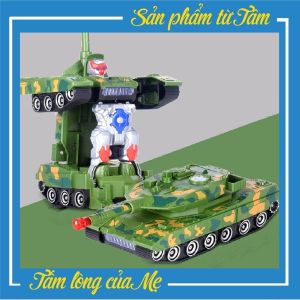 Xe Tăng Đồ Chơi Xe Tăng Biến Hình Robot Tự Động Phát Nhạc Đèn Lấp Lánh