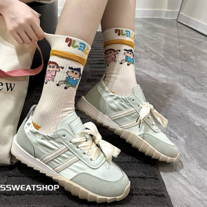 Cute Cartoon Pattern Street Style Korean Version Womens Mid-Calf Socks Sports Crew Socks Comfortable Breathable Cotton Socks