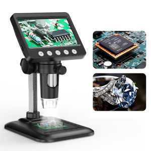 4.3 กล้องจุลทรรศน์ดิจิตอล 1600X 2MP เหรียญกล้องจุลทรรศน์แว่นขยาย 8 LEDs กล้องจุลทรรศน์อิเล็กทรอนิกส์สําหรับบัดกรีซ่อมโทรศัพท์