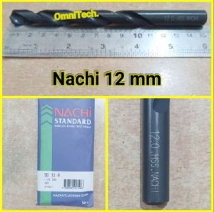 Mata Bor Besi HSS Drill Bits Nachi 12 mm 12mm Hitam Ecer Satuan Shank Twist Drills High Speed Steel