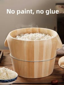Wooden Steamed Rice Bucket Home Use Steamer for Cooking Rice Dim Sum And Buns round Shape Single Layer from Mainland China