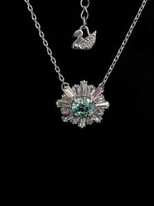 💖Swarovski💖Sunshine Mixed Cut Pink Sun Diamond Pendant Necklace S925 Sterling Silver Womens Fashion Necklace Hypoallergenic Non-allergenic Valentines Day Gift Birthday Gift for Girlfriend Bestie