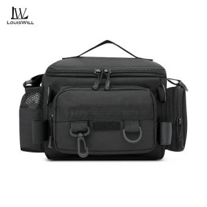 LouisWill Men Bags Thickened Waterproof Oxford Cloth Bag Large Capacity Outdoor Waist Bag Multifunctional Fishing Rod Lure Bag