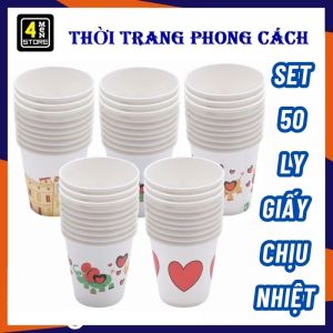 Set 50 Cốc Giấy / Ly Giấy Dùng 1 Lần Chịu Nhiệt An Toàn Sức Khoẻ Thân Thiện Môi Trường - Combo 50 Ly Giấy Uống Cà phê Tiện Lợi
