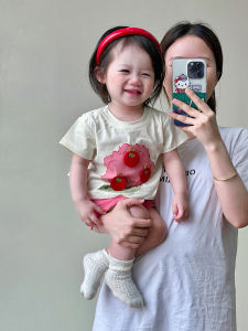 Girls Summer Outfit Set Thin Cotton Polyester Embroidered Knitted Two-Piece Suit Baby Girl Clothes Daily Wear Sweet Style