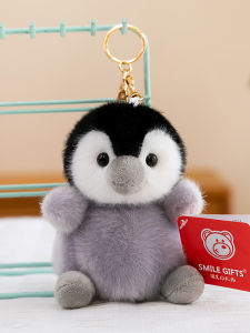 Penguin Shaped Plush Charm Keychain And Bag Accessory White