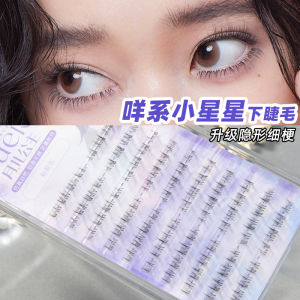 Natural Looking Under-Eyelash Extensions Starry Sky Single Cluster Segmented False Eyelashes Plastic Black Stem Artificial Fiber
