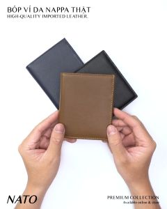 Ví Da Nam Nato CLASSIC Da Bò Thật Cao Cấp Để Thẻ Tiền Đứng Gập Đôi Sang Bền Đẹp Màu Đen Nâu Xanh Navy Cầm Tay