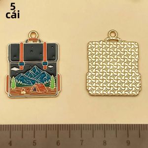 5/10 Miếng Hợp Kim Drip Oil Camping Thời Trang Bùa Hộ Mệnh Để Tự Làm Đồ Trang Sức - Phụ Kiện Mặt Dây Chuyền Cho Dây Chuyền Bông Tai Móc Khóa