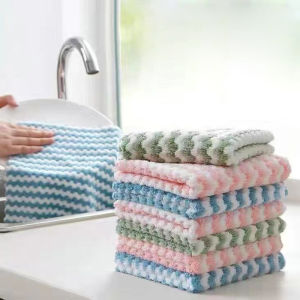 5/3/1PCS Coral Fleece Rags Kitchen Towel Dishcloth Household Non-stick Oil Table Cleaning Wipe Cloth Absorbent Scouring Pad 20x20cm