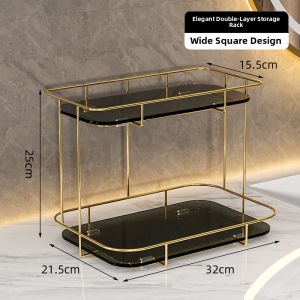 Retro Style Iron Bird Cage Desktop Organizer Shelf Bathroom Cosmetic And Skincare Storage Box Waterproof round 2 Layer Rack