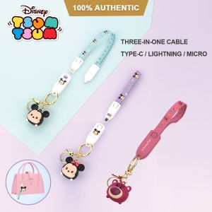 (1PCS)100% Authentic Disney Cable Fast Charging Lightning Cable 3 in 1 Charging Cables Micro USB Type-C 3A 28cm for all smart devices LY1