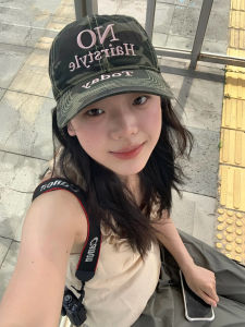 American vintage Outdoor Camouflage Curved Brim Deepening Top Brim Hat Childrens Gyaru High Street Leisure Street Baseball Cap Men